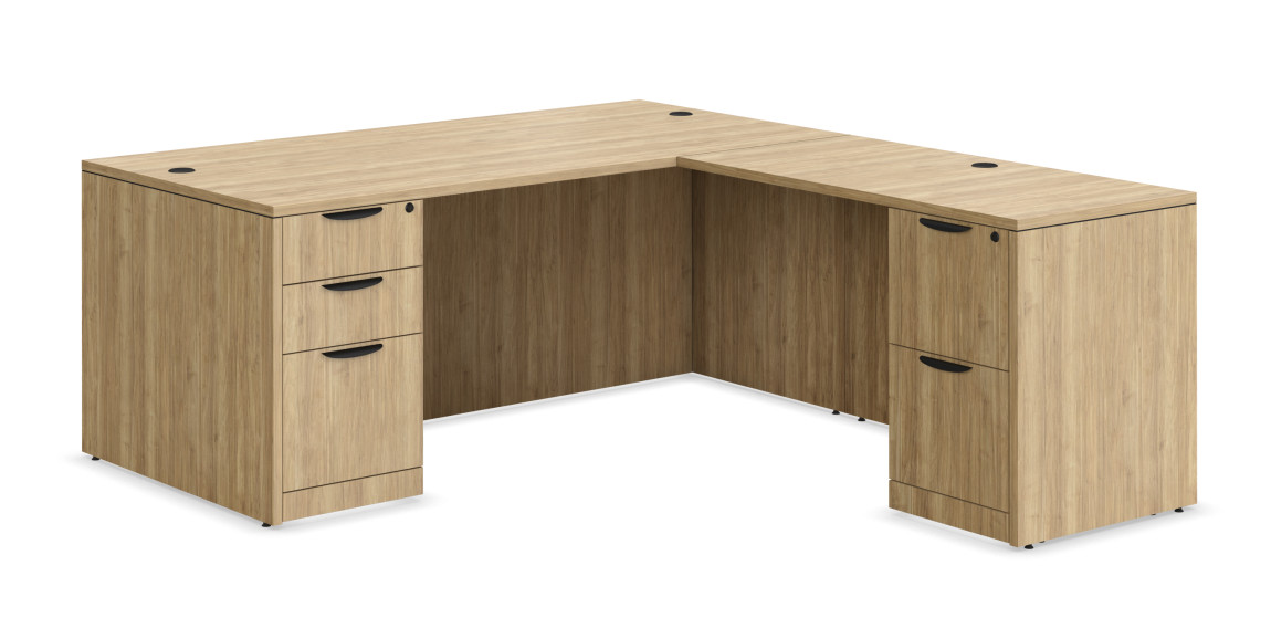 Classic Laminate L-Shaped Desk with Optional Pair of 2 and 3 Drawers Pedestal