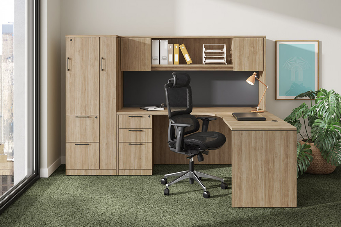 Classic Executive L-Shaped Desk with Hutch, Optional Drawers and Storage Cabinet Classic Executive L-Shaped Desk with Hutch, Optional Drawers and Storage Cabinet