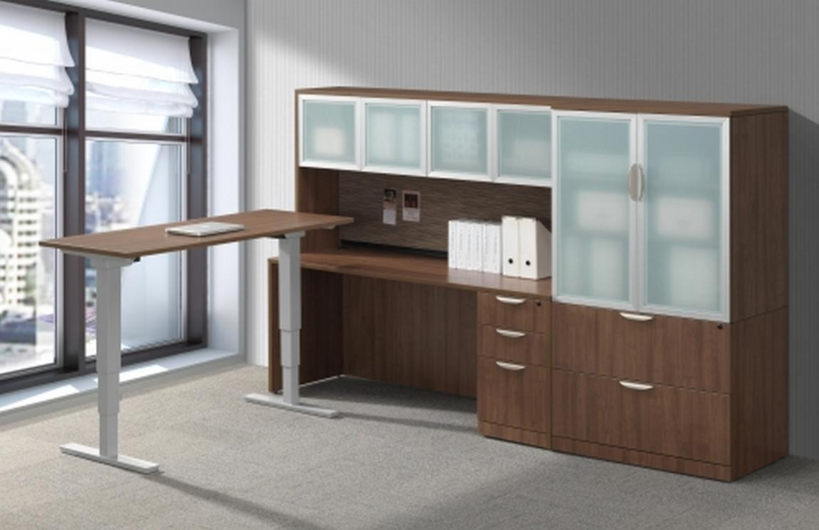 Adjustable Height L-Shaped Desk with Optional Drawers and Storage Cabinet (MOSSUITEPLT5)