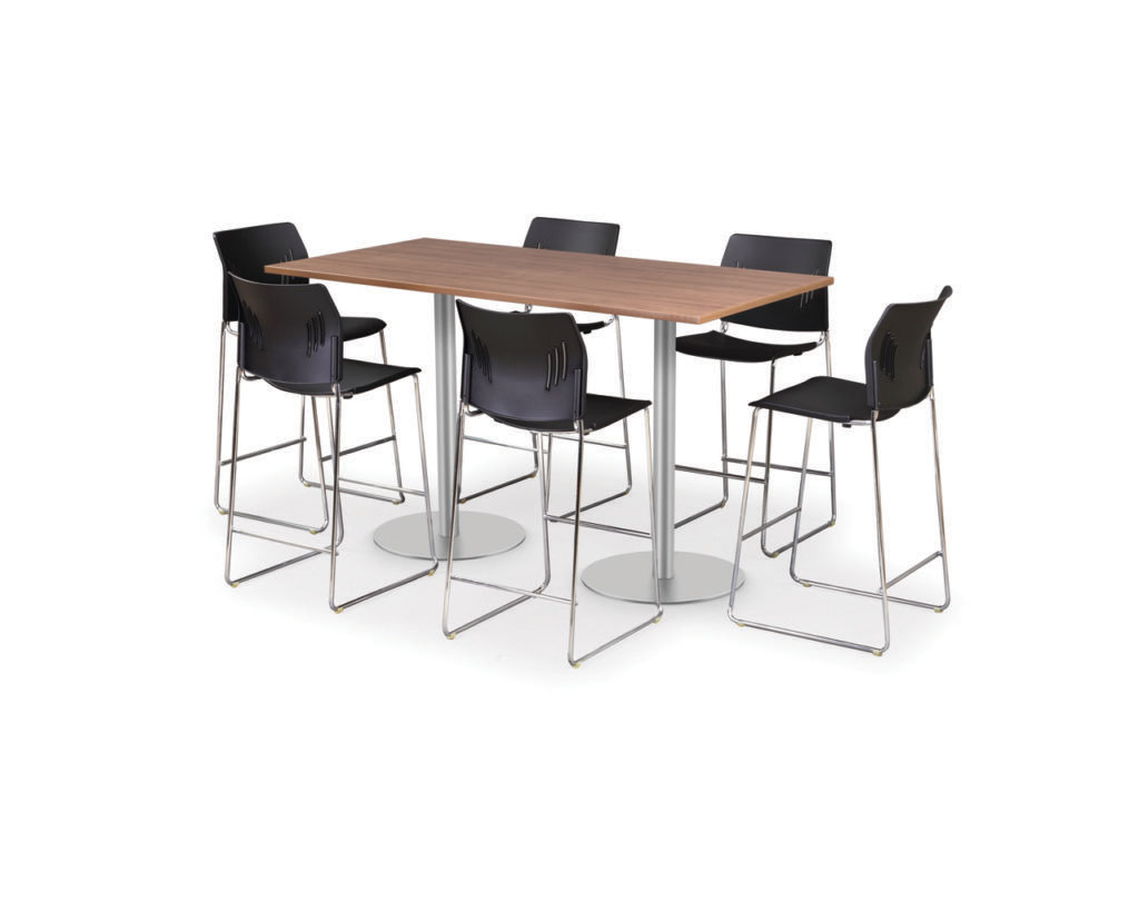 Rectangular Cafe Height Table with Brushed Aluminum Base - 72"W x 24"D x 42"H (MOSPLTABLE310)