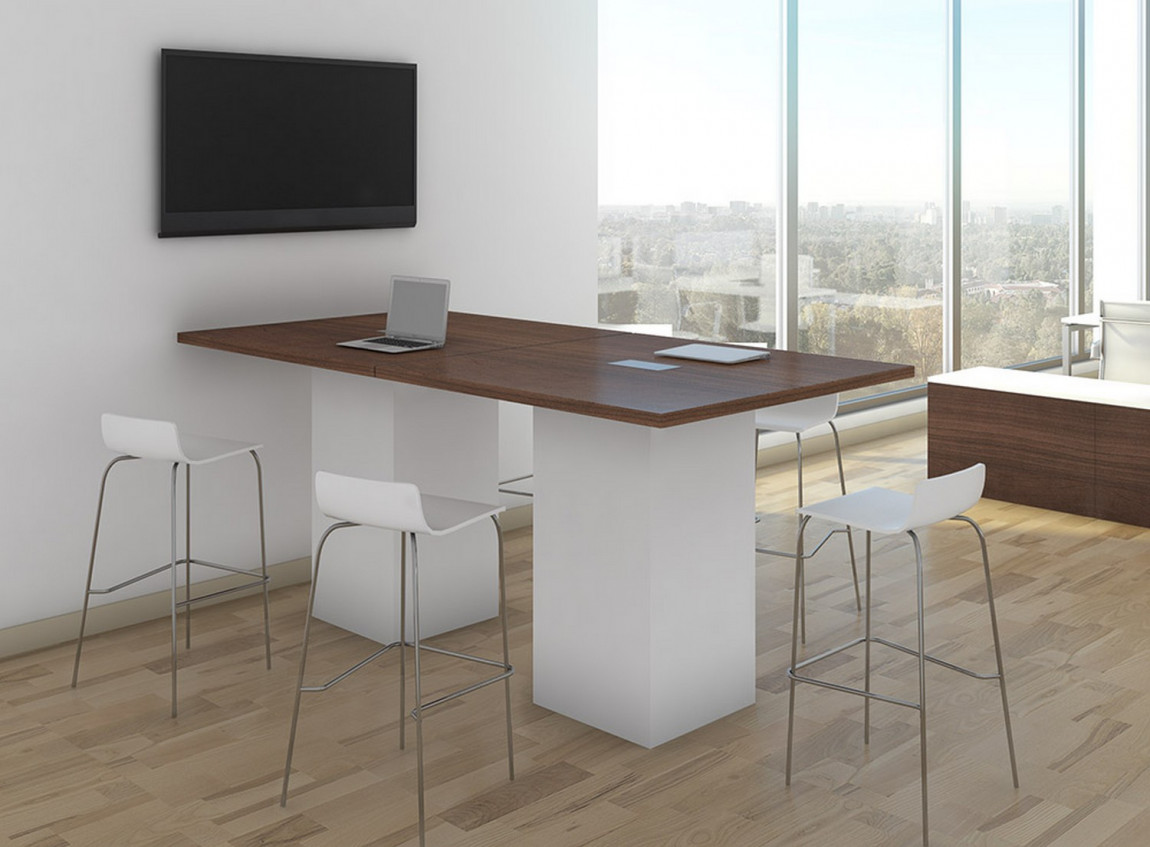 Modern Standing Height Conference Room Table and Chairs Set (MOSPL139T/MOSPLCUBED2040)