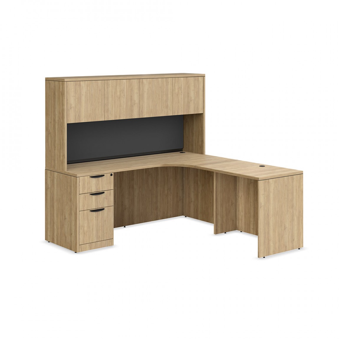 Classic Executive L-Shaped Desk with Hutch, Tackboard and Optional Drawers