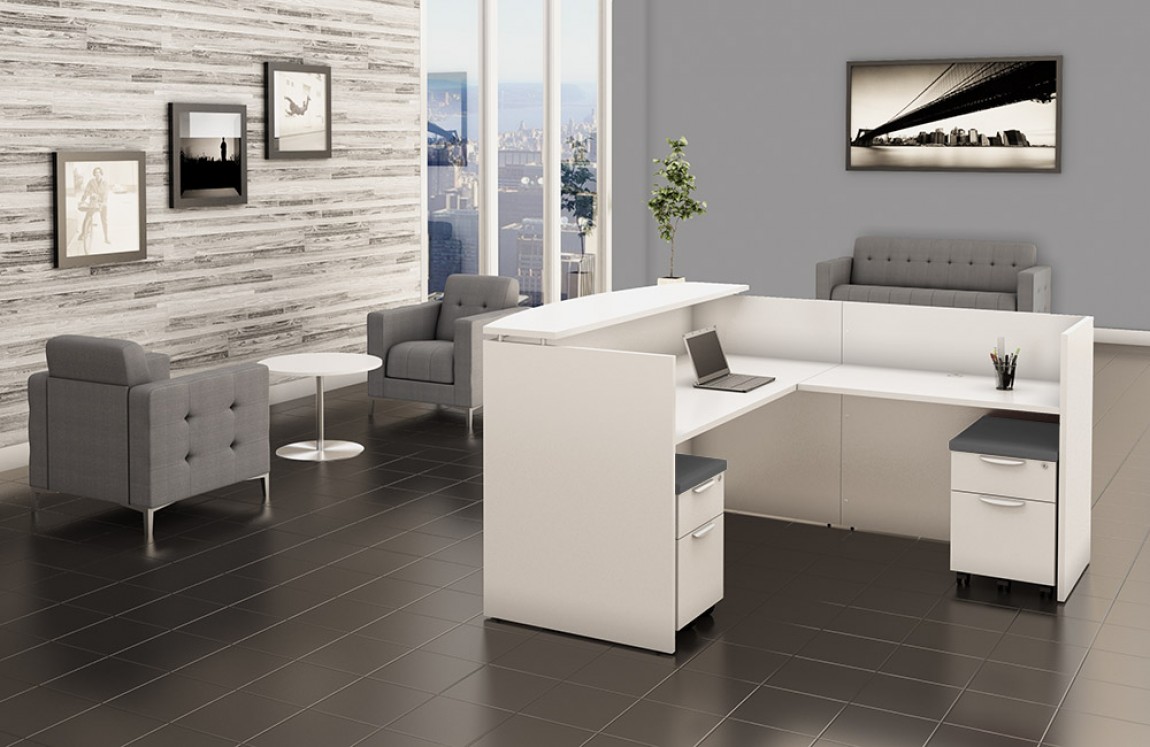 Classic Executive Modern Reception L-Shaped Desk with Optional Drawers (MOSSUITEPL119)